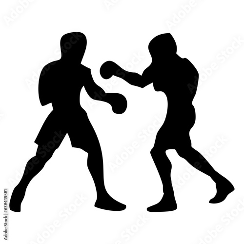 silhouettes of fights with martial arts and fists