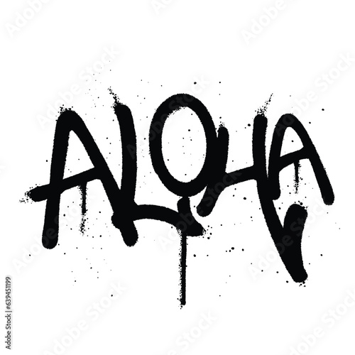 Graffiti spray paint Word ALOHA Isolated Vector