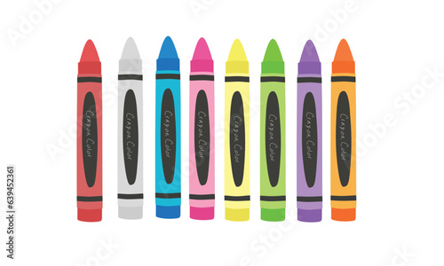 Crayon vector set or wax pastel vector set. Back to school concept. School supplies vector. Stationery. Crayon box. Learning and education concept. Flat vector isolated on white background.