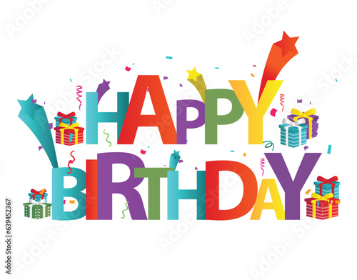 Canvas Print happy birthday text typography design