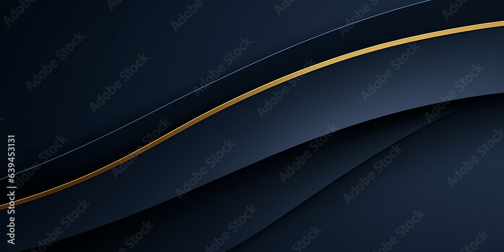 Dark blue abstract background with golden lines. 3d rendering, 3d illustration. Dark blue abstract background with golden lines. 3d rendering, 3d illustration.