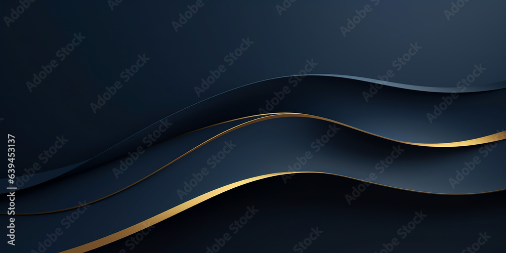 Dark blue abstract background with golden lines. 3d rendering, 3d illustration. Dark blue abstract background with golden lines. 3d rendering, 3d illustration.