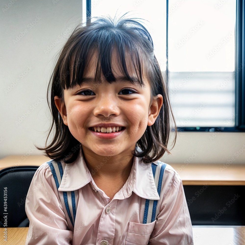 East Asian Toddler Girl in Webcam School Virtual Classroom East Asian Toddler Girl in Webcam School Virtual Classroom
