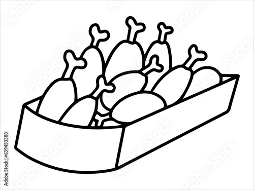 Food Outline Fried Chicken or Fast Food Line Art icon