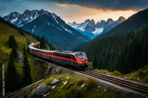 train on the mountain generated ai © kashif 2158