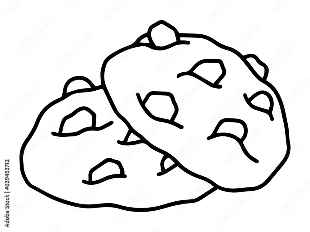 Food Outline Chocolate Chips Cookies or Cake Food Line Art icon Food Outline Chocolate Chips Cookies or Cake Food Line Art icon