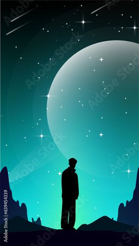 alone wallpaper. sadness background. silhouette of a person in the night. blue sky in night. beautiful sky in the night. alone man wallpaper 4k. sad man wallpaper.