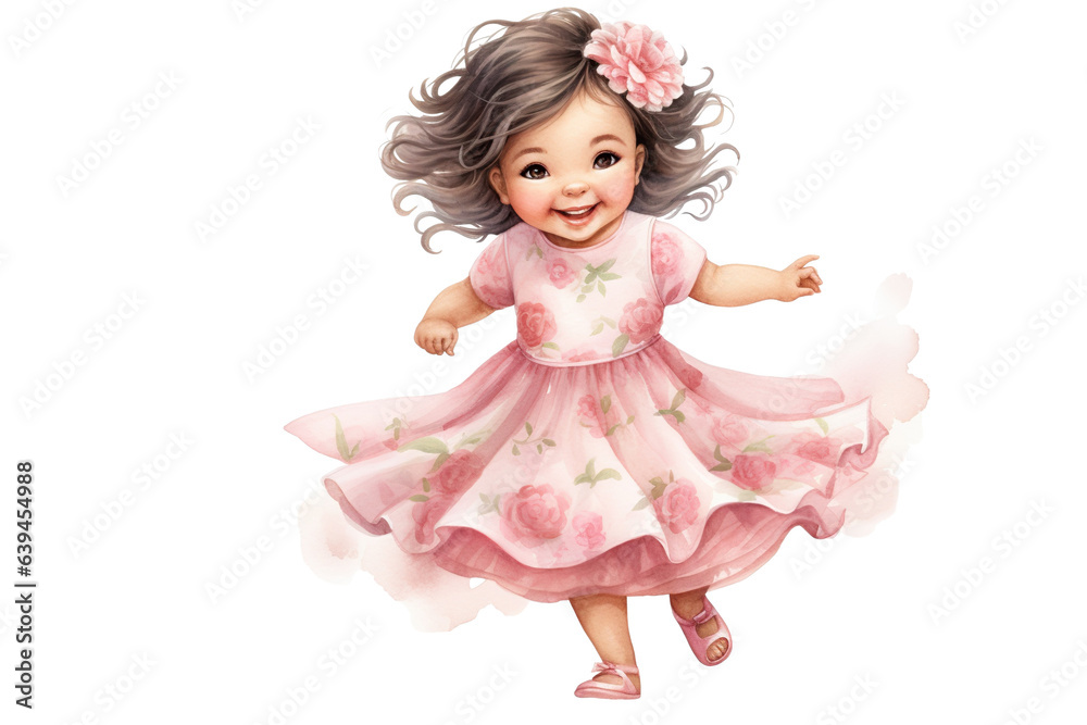 watercolor clipart of a joyful baby girl with a charming smile, dressed in a delightful pink outfit from head to toe with flowers clipart watercolor clipart of a joyful baby girl with a charming smile, dressed in a delightful pink outfit from head to toe with flowers clipart