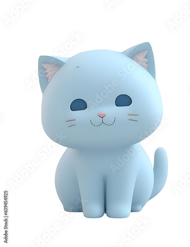 Lovely cute cat 3d cartoon design isolated on white background