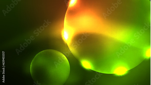 Neon glowing circles, magic energy space light concept, abstract background wallpaper design
