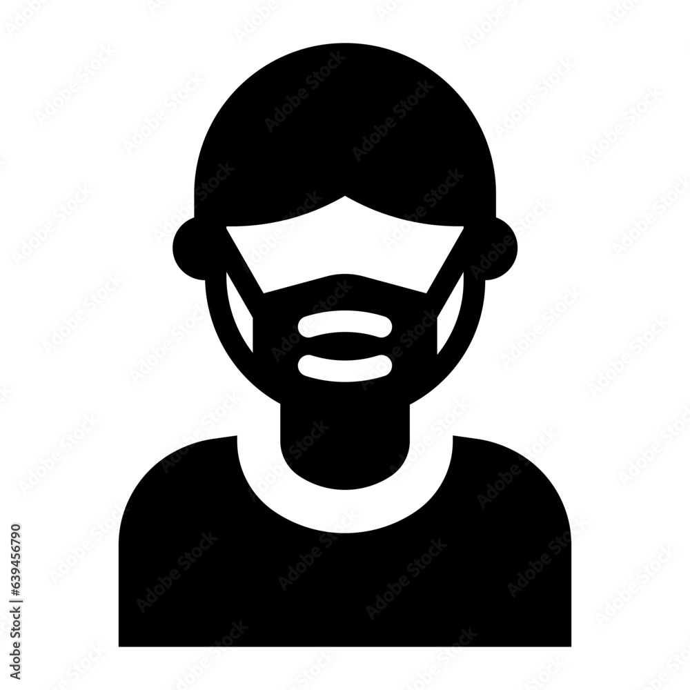 Man wear face mask solid glyph icon