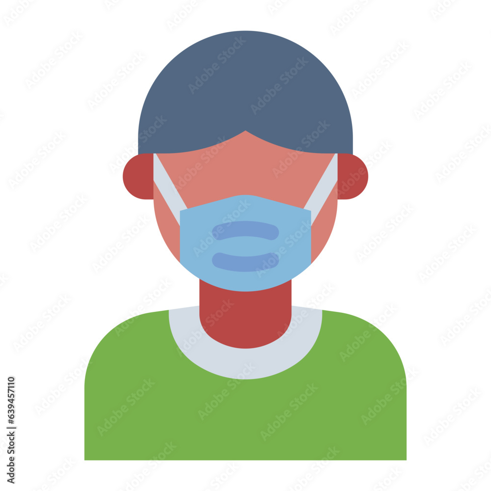 Man wear face mask flat icon Man wear face mask flat icon