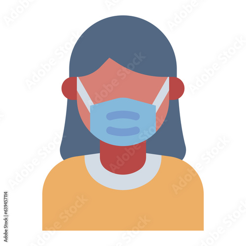 Woman wear face mask flat icon