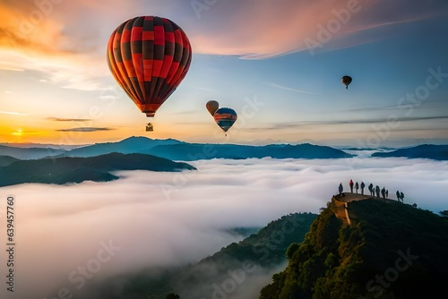 hot air balloon over region country