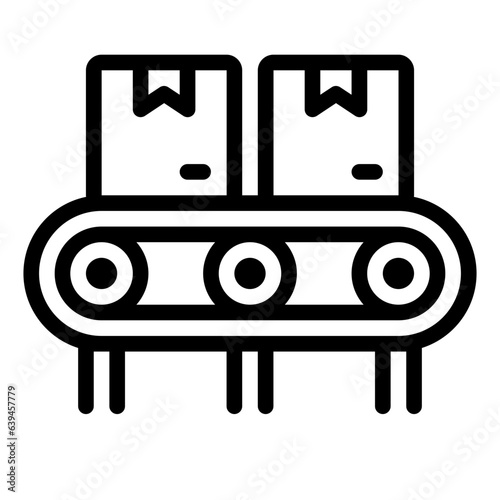 Conveyor with cardboard outline icon
