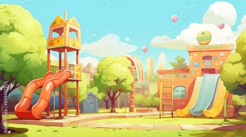 Playground in the park cartoon