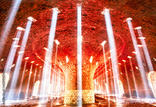 Photography Light pillars of ruined buildings