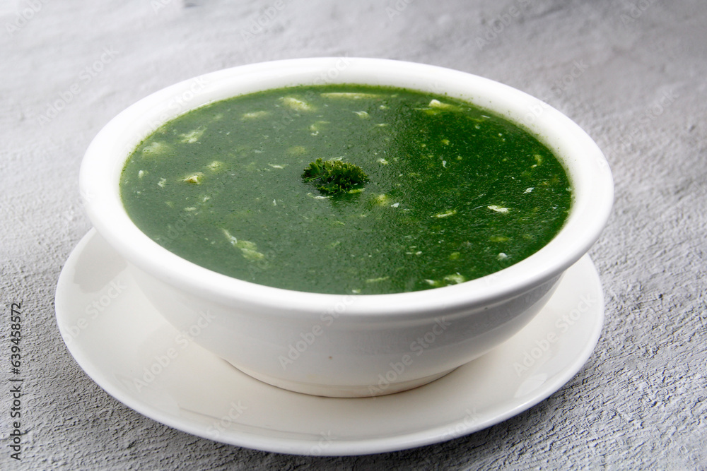 Freshly cooked Chinese food Spinach soup Freshly cooked Chinese food Spinach soup