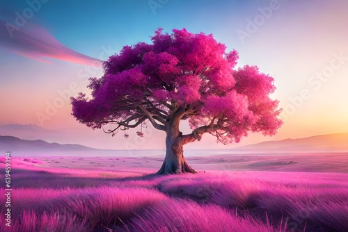 tree in the sunset generated ai © kashif 2158