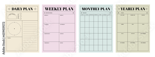 Printable Planner Template Collection with Daily Planner, Weekly Planner, Monthly Planner, Yearly Planner for Productivity Journal