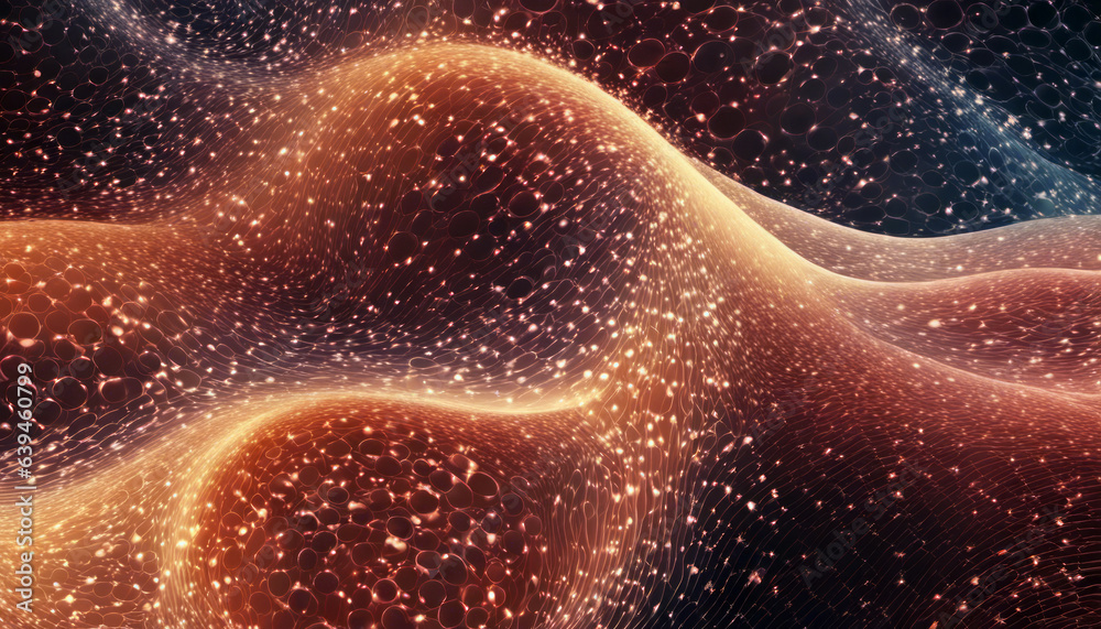 Abstract backdrop characterized by the interplay of waving particle technology Abstract backdrop characterized by the interplay of waving particle technology
