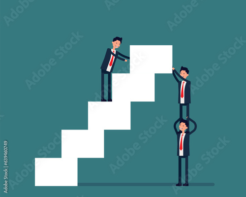 The ladder of success. Teamwork concept. Vector illustration in cartoon style