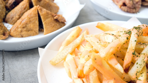 French fries with creamy cheese sauce