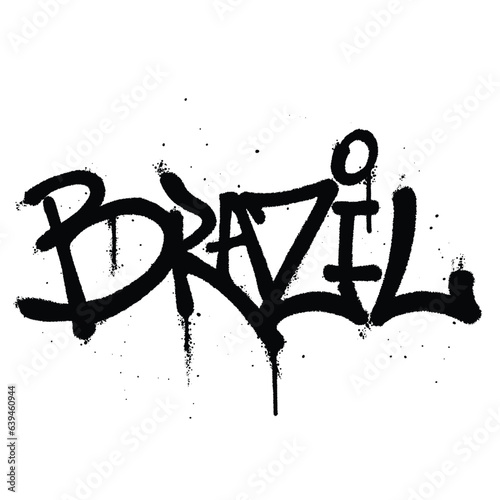 Graffiti spray paint Word Brazil Isolated Vector
