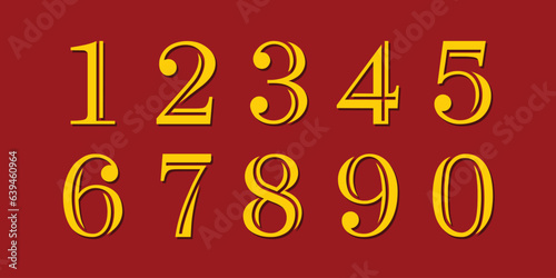 Number font. Font of numbers in classical style with contemporary geometric design. Beautiful elegant numerals. Vintage and old school retro typographic. Vector Illustration