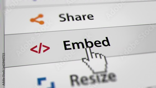 Animated Mouse Cursor Clicking Embed Tab UI on Website
