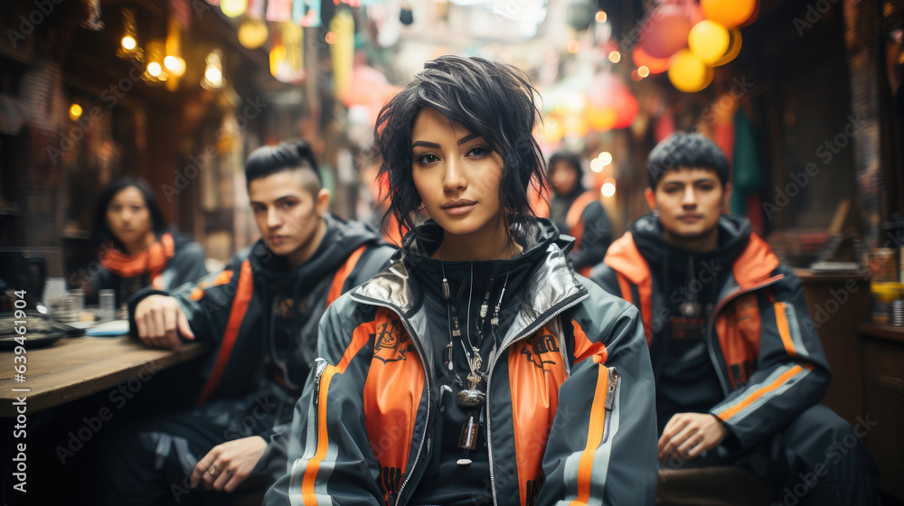 Future-focused friendships in modern city. Diverse group explores urban unity.
Future-focused friendships in modern city. Diverse group explores urban unity.