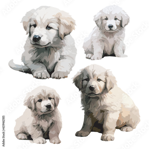 watercolor puppy great pyrenees clipart for graphic resources