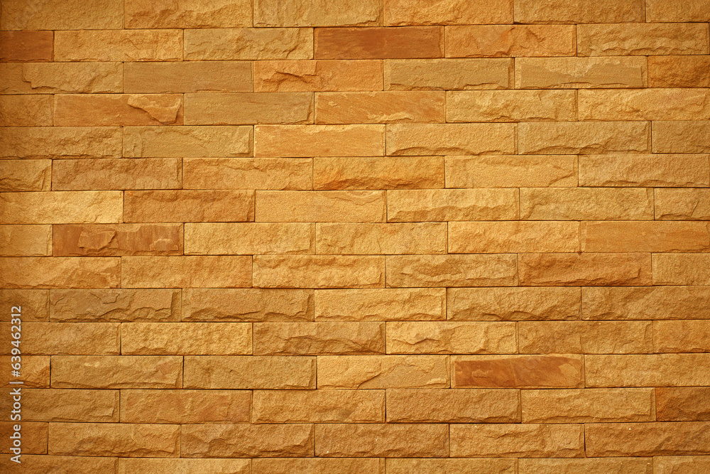 Fototapeta premium Brown brick wall texture background. New clean brickwork interior design. Paper, texture, white brick, Empty space. 