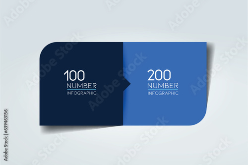 2 Circle connected 3D infographic. Two labels. Vector template.