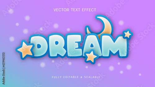 Dreamy text effect editable cute and adorable font display with star and crescent moon decoration