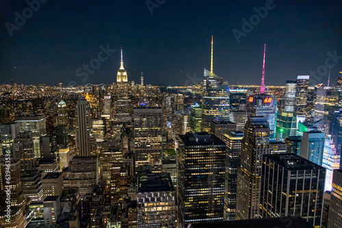 A view of the lights of New York City from the Rockefeller Observatory  known as Top of the Rock.