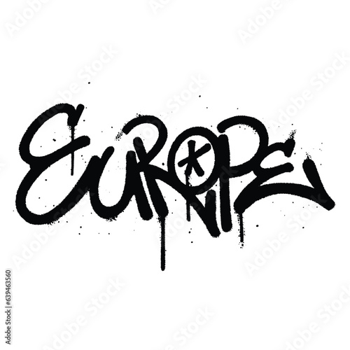 Graffiti spray paint Word Europe Isolated Vector