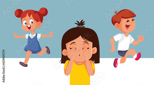 Children Playing Hide and seek Vector Cartoon Illustration. Multiple players running in childhood game activity 
