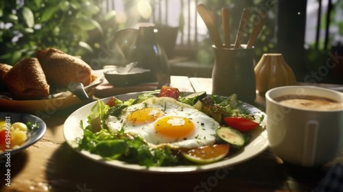 Breakfast made with eggs.