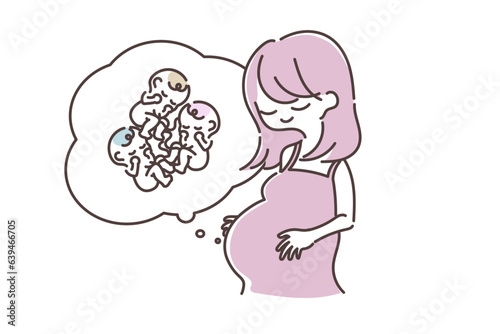 お腹に三つ子の赤ちゃんがいる妊婦さんたちのセット