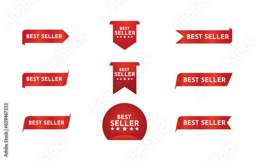Best seller red ribbon vector label design template for business