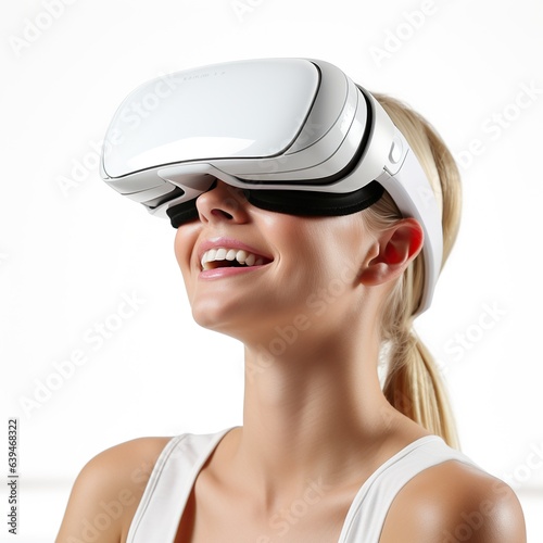 Illustration of a person wearing a virtual reality VR headset, AI Generated.