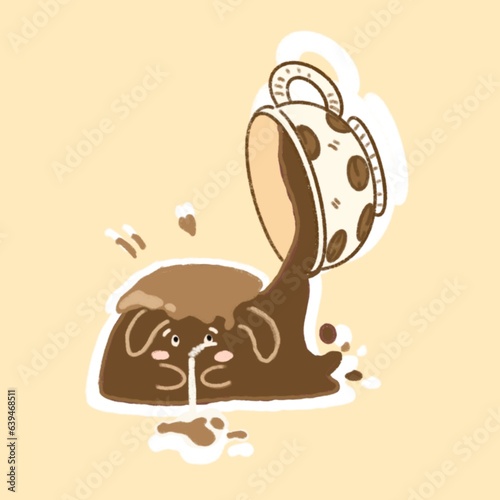 Spilled coffee into funny character
