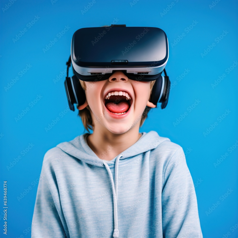 Illustration of a person wearing a virtual reality VR headset, AI Generated. Illustration of a person wearing a virtual reality VR headset, AI Generated.