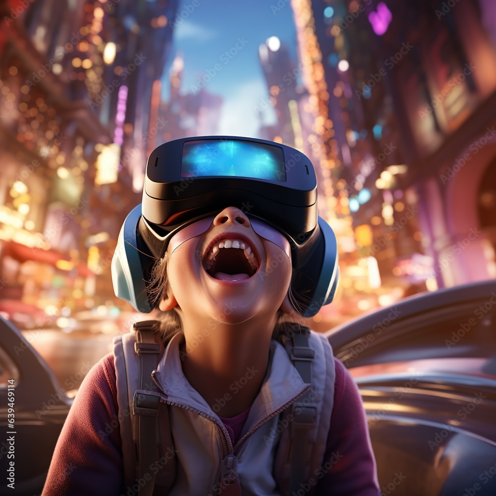 Illustration of a person wearing a virtual reality VR headset, AI Generated. Illustration of a person wearing a virtual reality VR headset, AI Generated.