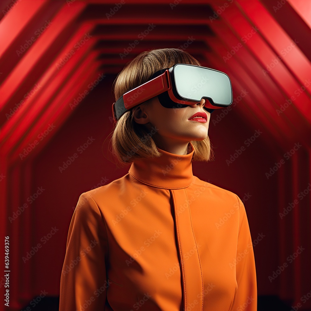 Illustration of a person wearing a virtual reality VR headset, AI Generated. Illustration of a person wearing a virtual reality VR headset, AI Generated.