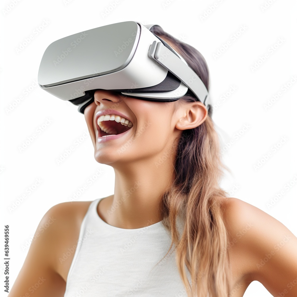 Illustration of a person wearing a virtual reality VR headset, AI Generated. Illustration of a person wearing a virtual reality VR headset, AI Generated.