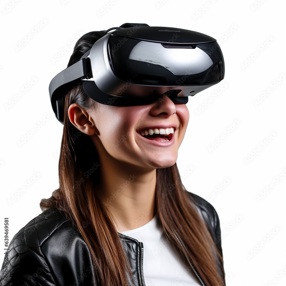 Illustration of a person wearing a virtual reality VR headset, AI-Generated. Illustration of a person wearing a virtual reality VR headset, AI-Generated.