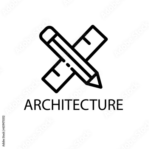Architecture icon vector, architecture flat icon vector illustration, thin line architecture icon, outline style architecture icon vector illustration isolated on white background. 
