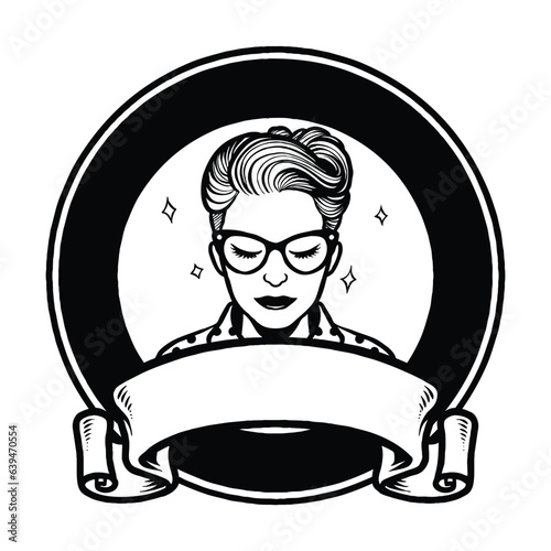 Madame Black and White Logo Design Vector